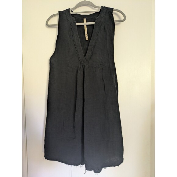 Uncle Frank Dress Mini Sleeveless Black Small/Medium 100% Cotton Gauze Vneck - Picture 5 of 6